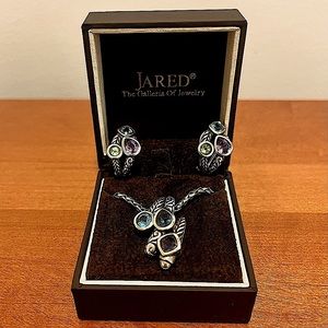 Effy 925 Sterling Silver & 18K Gold Multi Gem Pendant 3.30TCW & Earrings 5.10TCW